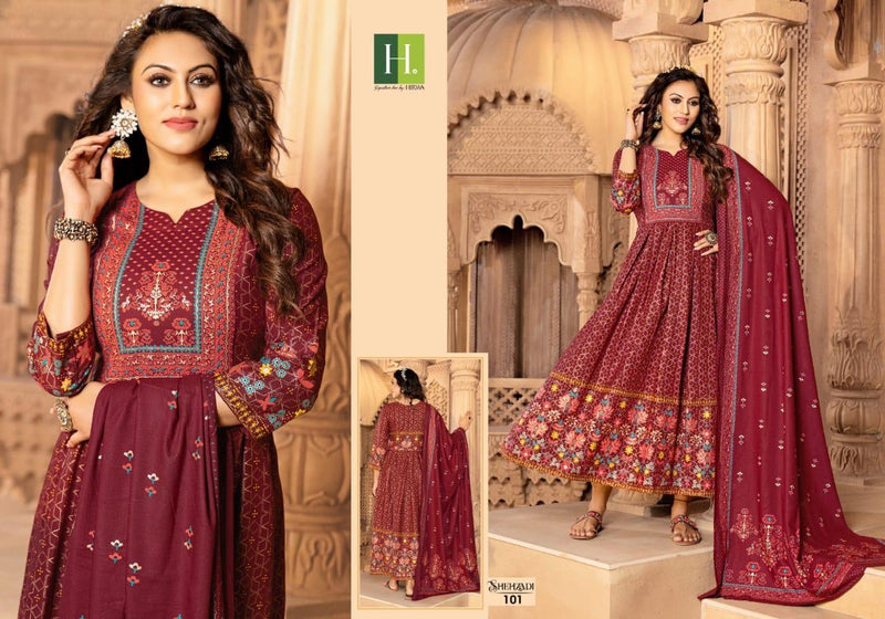 Hirwa Shehzadi Heavy Rayon Foil Print Fancy Dsigner Wear Kurti