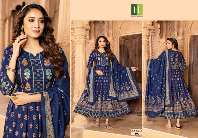 Hirwa Shehzadi Heavy Rayon Foil Print Fancy Dsigner Wear Kurti
