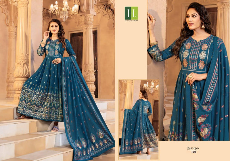 Hirwa Shehzadi Heavy Rayon Foil Print Fancy Dsigner Wear Kurti