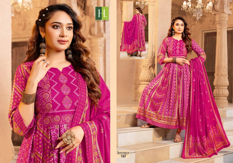 Hirwa Shehzadi Heavy Rayon Foil Print Fancy Dsigner Wear Kurti