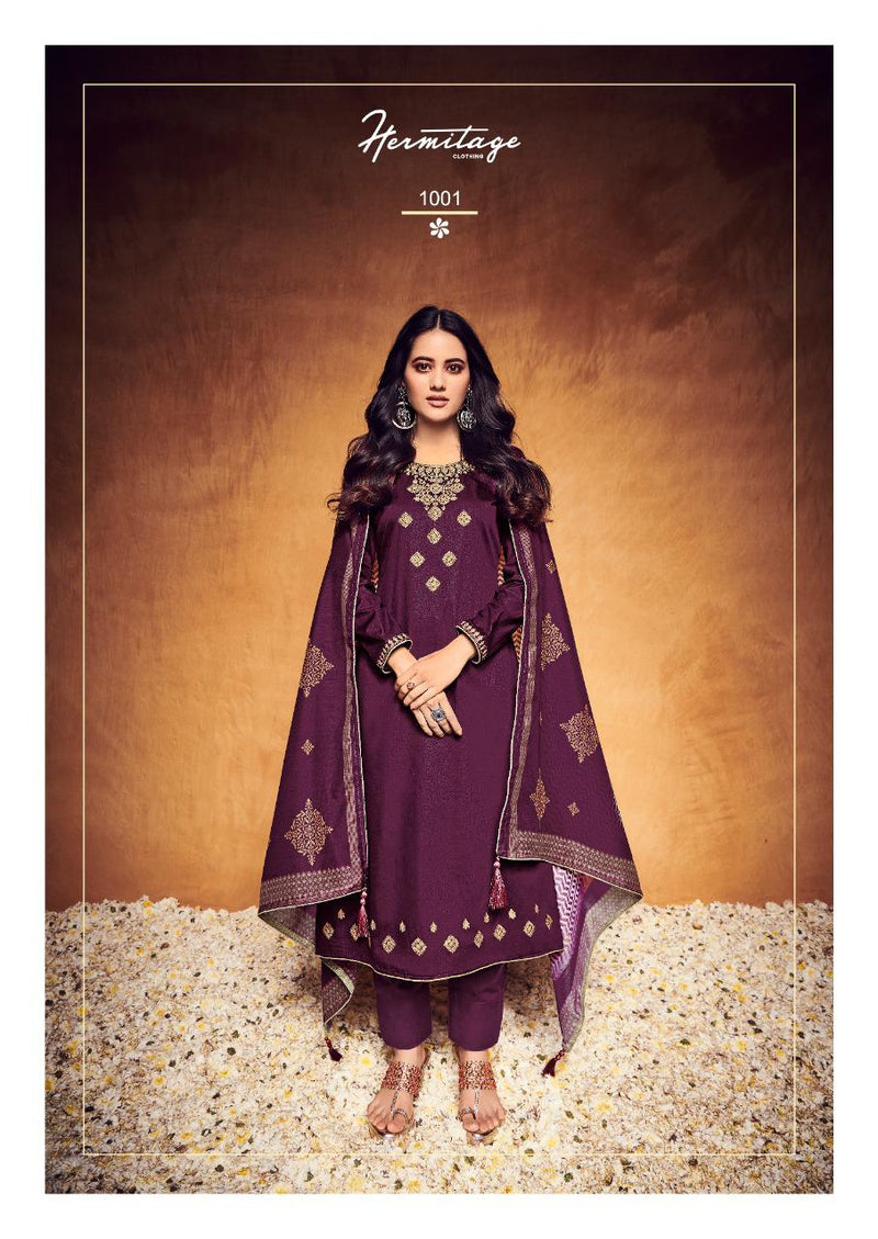 Hermitage Clothing Shezan Jam Satin Embroidery Party Wear Salwar Suits