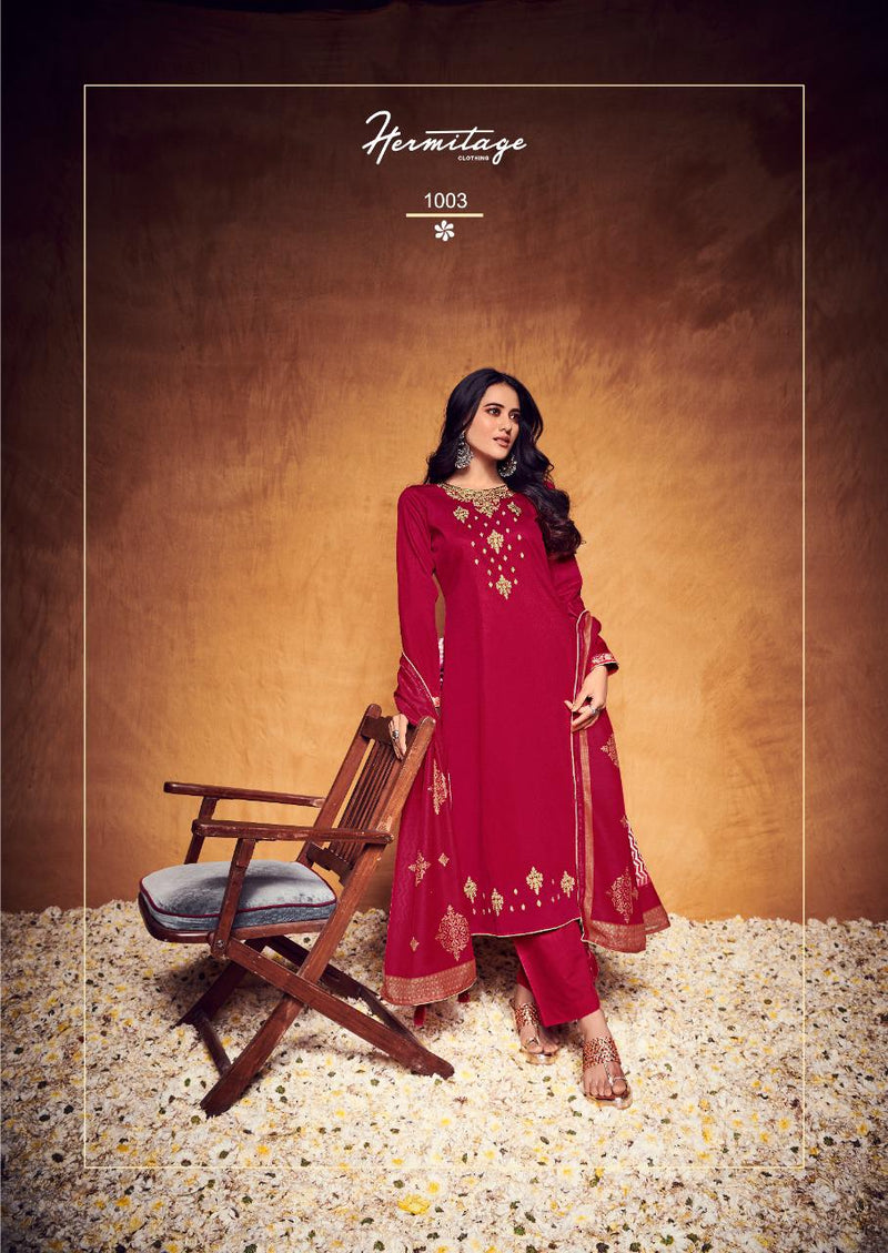 Hermitage Clothing Shezan Jam Satin Embroidery Party Wear Salwar Suits