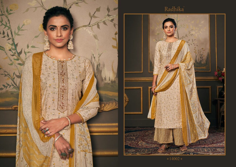 Radhika Fashion Azara Shiddat Viscose Muslin Embroidered Party Wear Salwar Suits With Digital Print