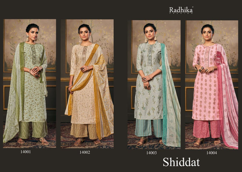 Radhika Fashion Azara Shiddat Viscose Muslin Embroidered Party Wear Salwar Suits With Digital Print