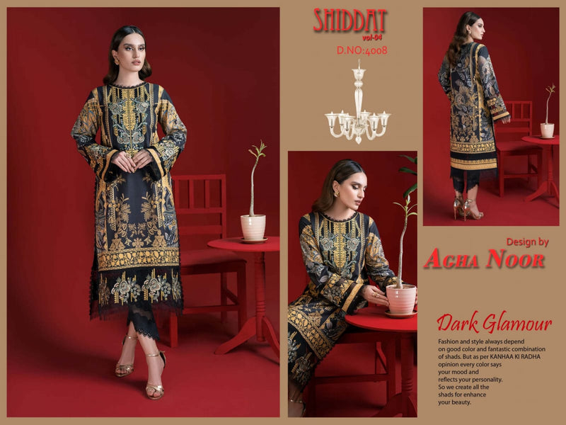 Agha Noor Shiddat Vol 4 Jam Satin Cotton Printed karachi  Salwar Suit