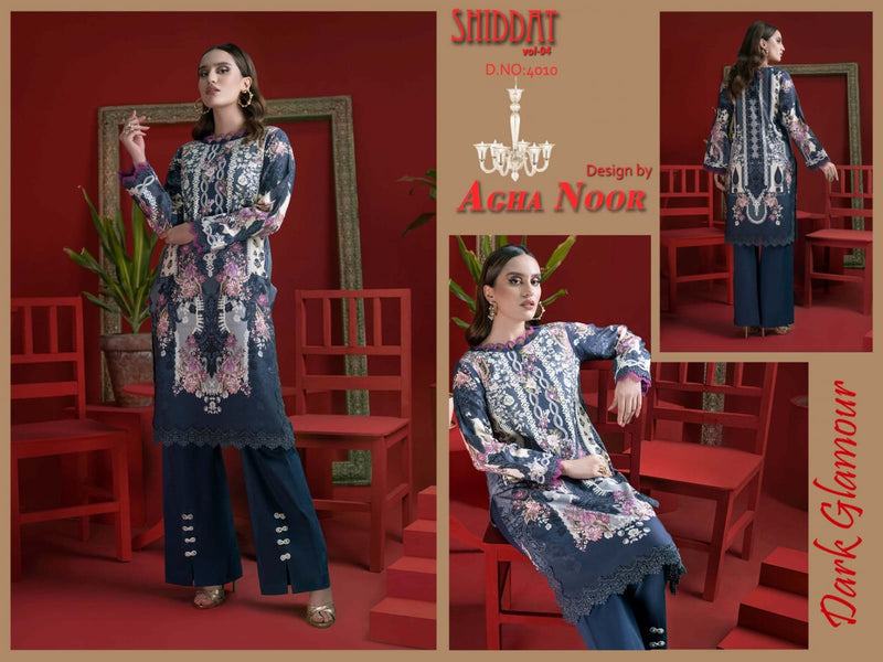 Agha Noor Shiddat Vol 4 Jam Satin Cotton Printed karachi  Salwar Suit