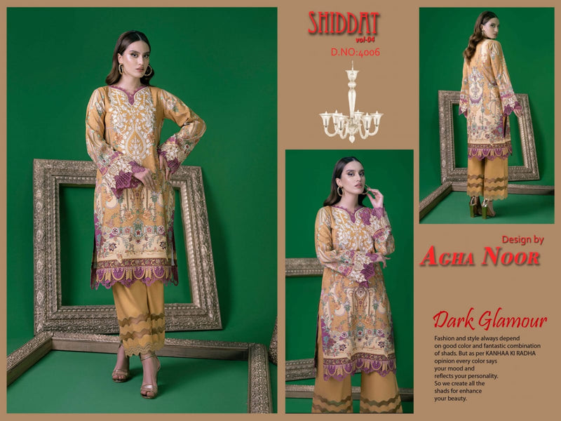 Agha Noor Shiddat Vol 4 Jam Satin Cotton Printed karachi  Salwar Suit