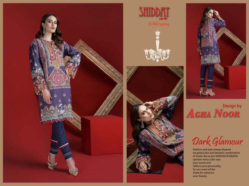 Agha Noor Shiddat Vol 4 Jam Satin Cotton Printed karachi  Salwar Suit