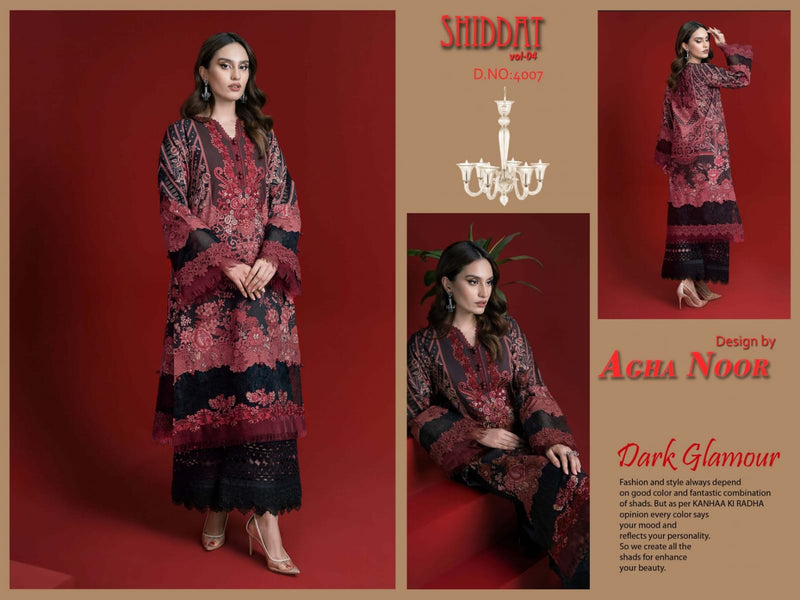Agha Noor Shiddat Vol 4 Jam Satin Cotton Printed karachi  Salwar Suit