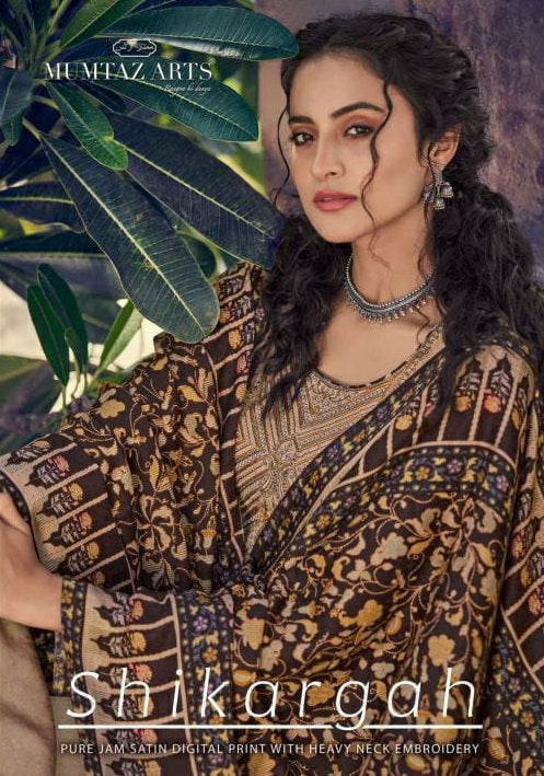Mumtaz Arts Shikargah Jam Satin Wedding Wear Salwar Suits With Digital Print & Kashmiri  Embroidery Work