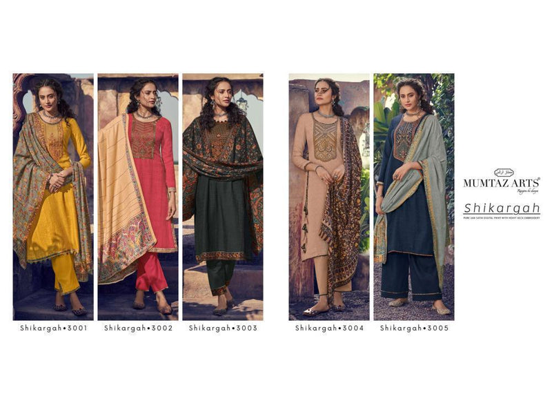 Mumtaz Arts Shikargah Jam Satin Wedding Wear Salwar Suits With Digital Print & Kashmiri  Embroidery Work