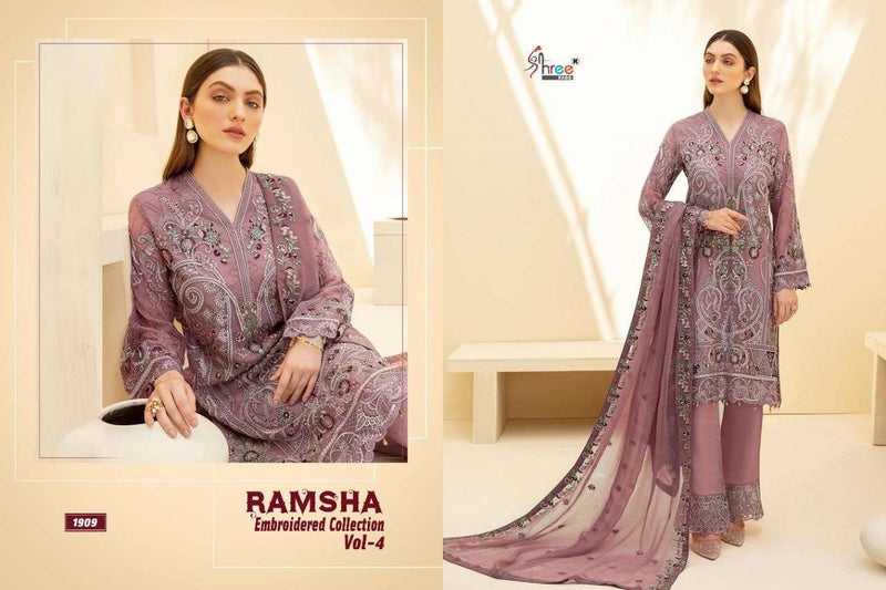 Shree Fasb Ramsha Embroidered  Vol 4 Fox Georgette Salwar Kameez  Suits