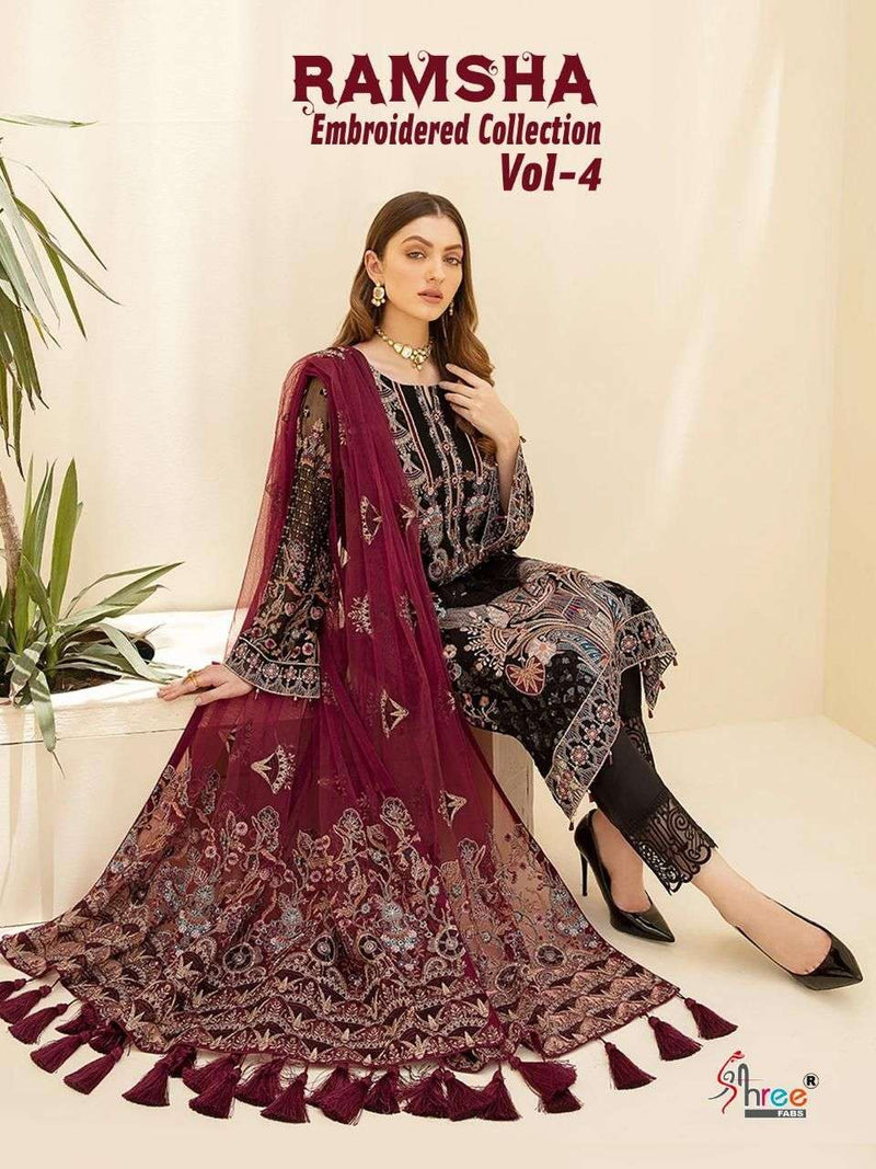 Shree Fasb Ramsha Embroidered  Vol 4 Fox Georgette Salwar Kameez  Suits