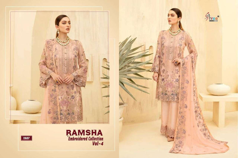 Shree Fasb Ramsha Embroidered  Vol 4 Fox Georgette Salwar Kameez  Suits