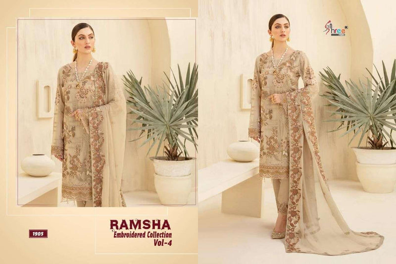 Shree Fasb Ramsha Embroidered  Vol 4 Fox Georgette Salwar Kameez  Suits