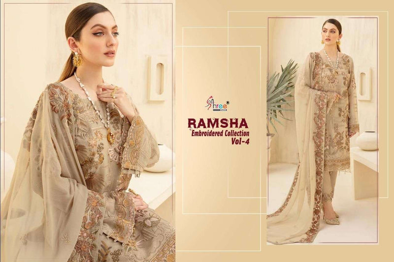 Shree Fasb Ramsha Embroidered  Vol 4 Fox Georgette Salwar Kameez  Suits