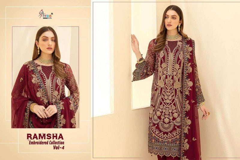 Shree Fasb Ramsha Embroidered  Vol 4 Fox Georgette Salwar Kameez  Suits