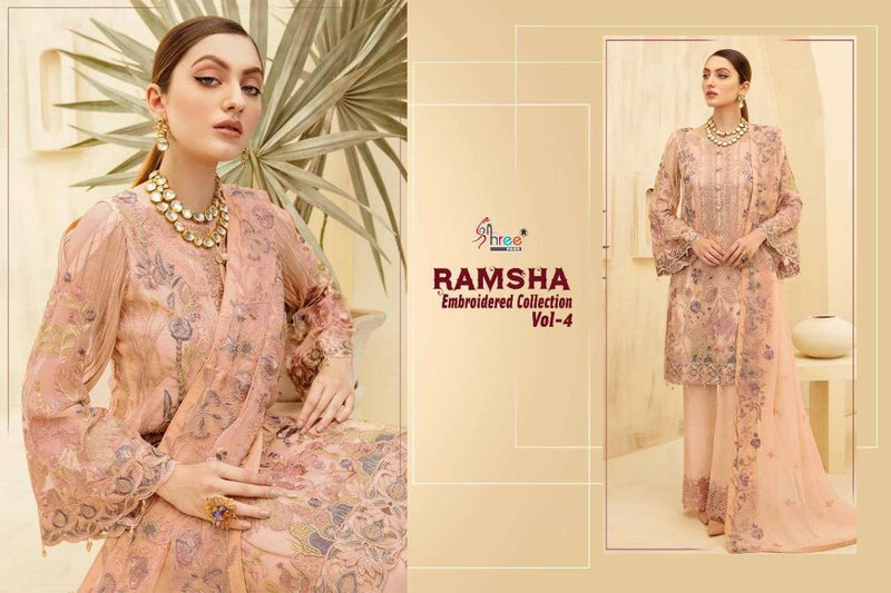 Shree Fasb Ramsha Embroidered  Vol 4 Fox Georgette Salwar Kameez  Suits