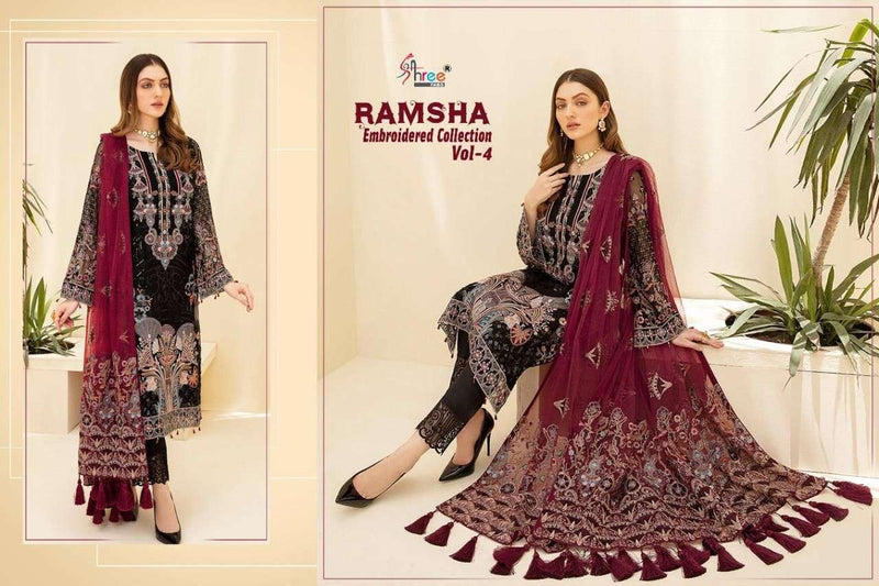 Shree Fasb Ramsha Embroidered  Vol 4 Fox Georgette Salwar Kameez  Suits