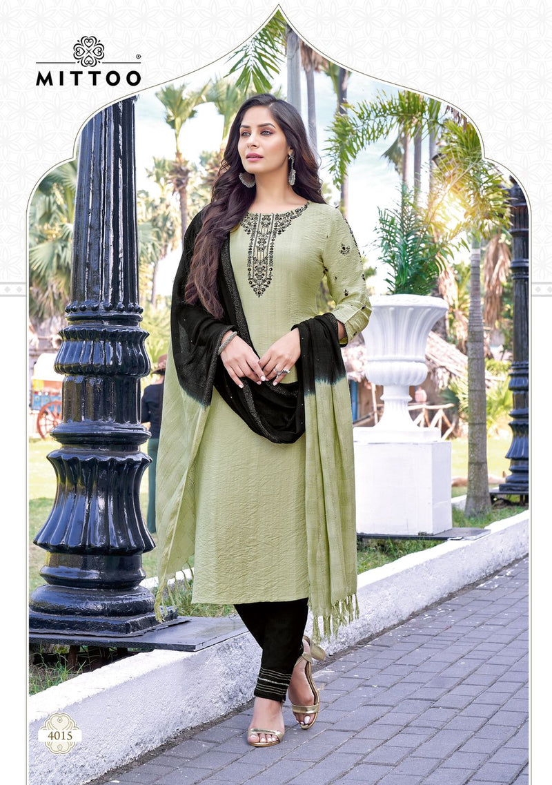 Mittoo Shrinagar Vol 3 Viscose Embroidered Designer Party Wear Kurtis With Bottom & Dupatta