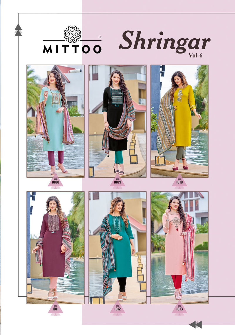 Mittoo Shringar Vol 6 Viscose With Heavy Fancy Embroidery Work Stylish Designer Casual Wear Kurti