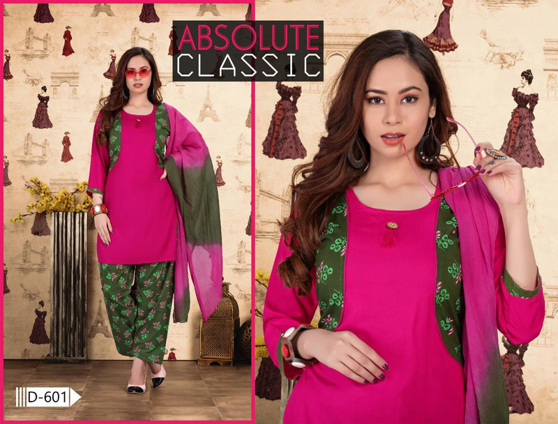 Beauty Queen Shrug Vol 1 Rayon Patiyala Style Fancy Party Wear Kurtis With Bottom & Dupatta