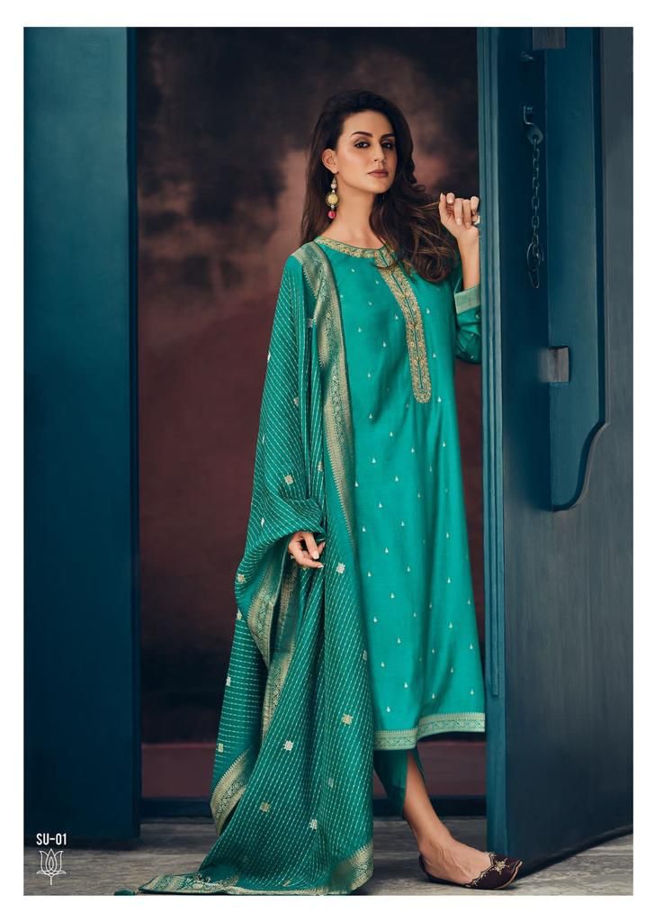 Varsha Shubh Muslin Silk With Heavy Embroidery Work Stylish Designer Festive Wear Salwar Suit