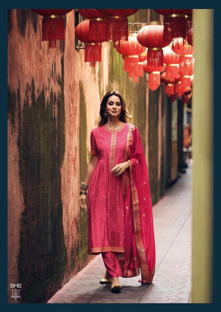 Varsha Shubh Muslin Silk With Heavy Embroidery Work Stylish Designer Festive Wear Salwar Suit