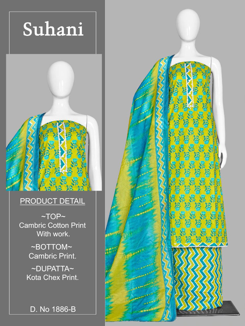 Bipson Fashion Shuhani 1886 Cambric Cotton With Printed stylish Designer Party Wear Salwar Suit