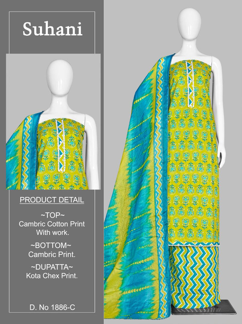 Bipson Fashion Shuhani 1886 Cambric Cotton With Printed stylish Designer Party Wear Salwar Suit