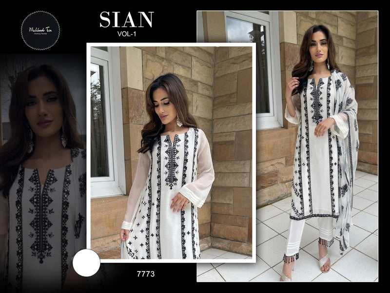 Mehboob Tex Sian Vol 1 Fox Georgette Pakistani Style Party Wear Kurtis With Bottom & Dupatta