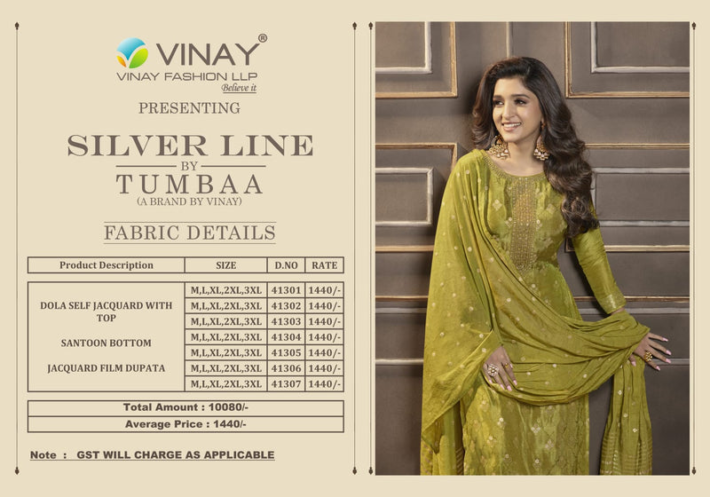 Vinay Fashion Tumbaa Silver Line Dola Self Jacquard Fancy Designer Partywear Kurti