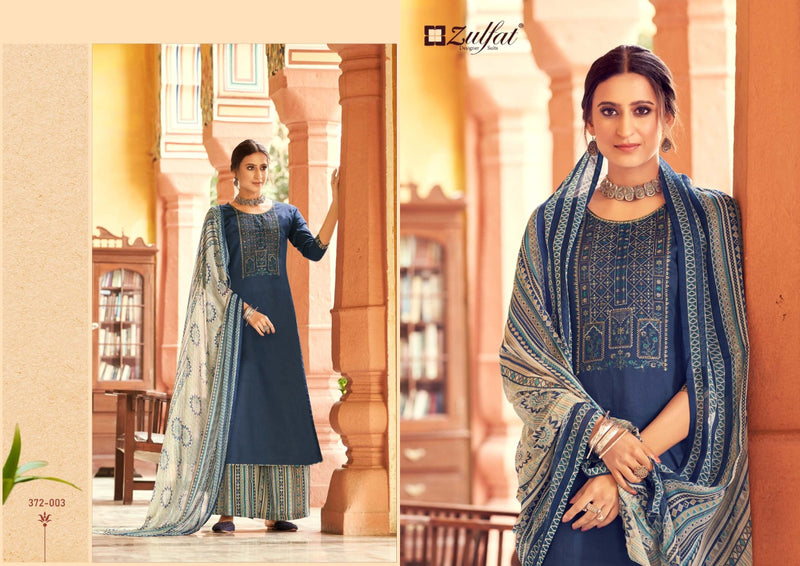 Zulfat Designer Suits Simran Jam Cotton Pakistani Style  Party Wear Salwar Kameez With Fancy Embroidery