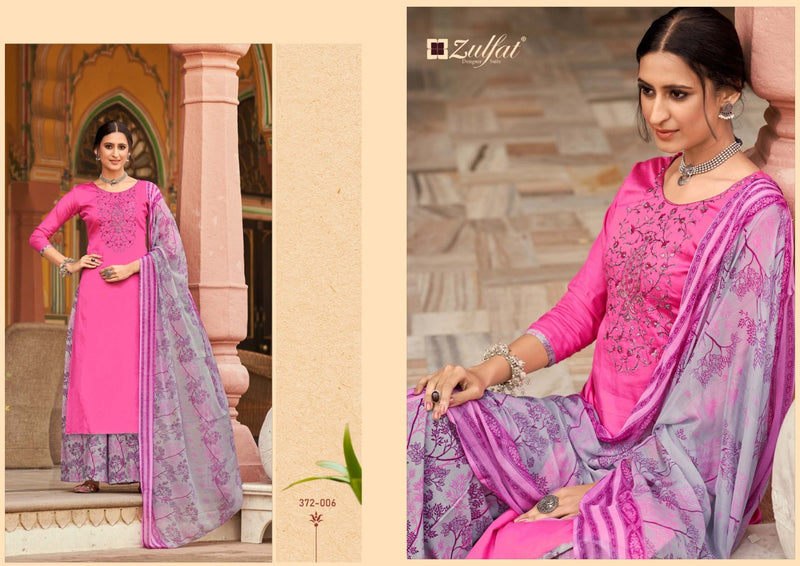 Zulfat Designer Suits Simran Jam Cotton Pakistani Style  Party Wear Salwar Kameez With Fancy Embroidery