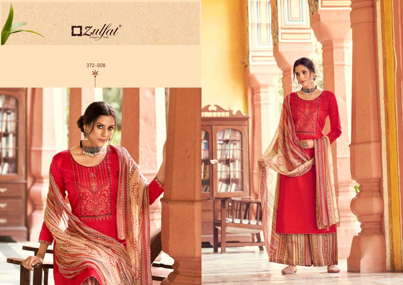 Zulfat Designer Suits Simran Jam Cotton Pakistani Style  Party Wear Salwar Kameez With Fancy Embroidery
