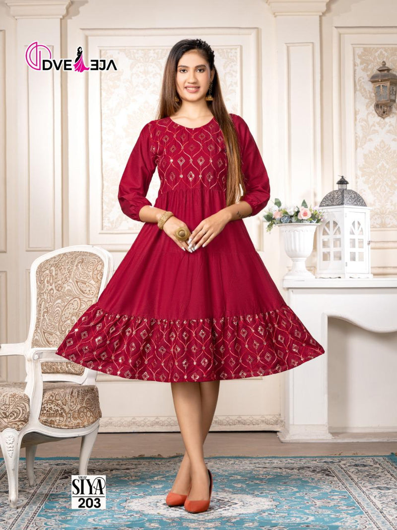 Dveeja Siya Vol 2 Rayon Fancy Sequence Work Party Wear Kurtis