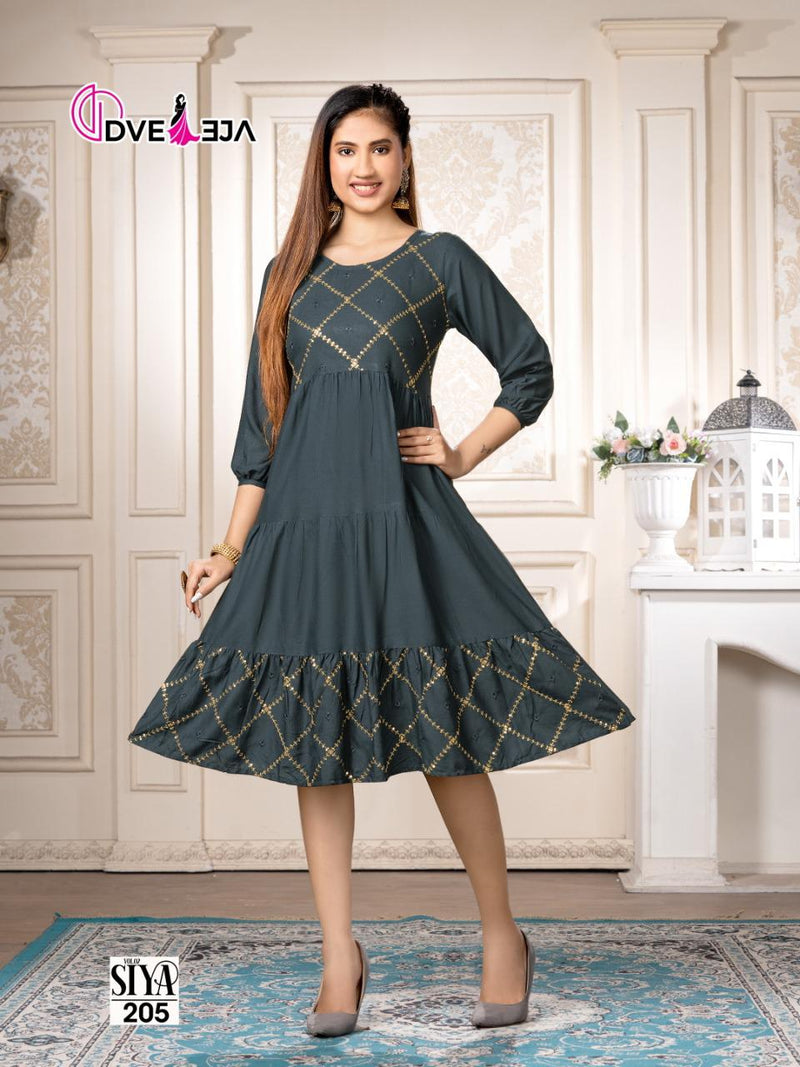 Dveeja Siya Vol 2 Rayon Fancy Sequence Work Party Wear Kurtis