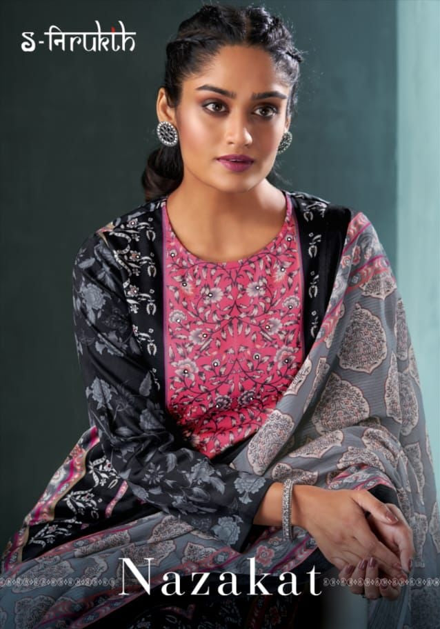 S Nirukth Nazakat Cotton Satin Print With Mirror Work Salwar Suit