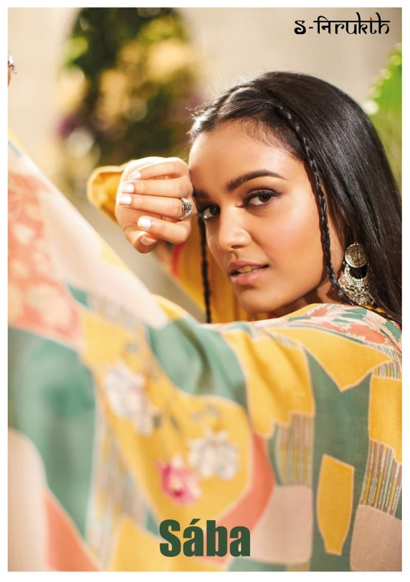 S Nirukth Saba Pashmina Will Print With Mirror Work Suit