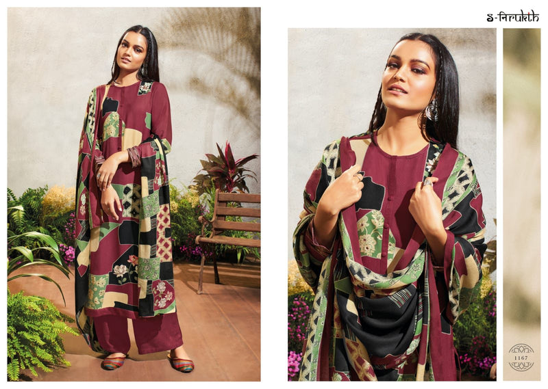 S Nirukth Saba Pashmina Will Print With Mirror Work Suit