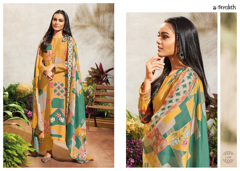 S Nirukth Saba Pashmina Will Print With Mirror Work Suit
