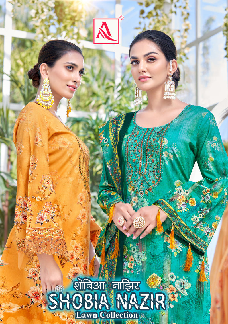 Alok Suits Shobia Nazir Cambric Digital Print Embroidery Swarovski Diamond Work Printed Designer Partywear Salwar Suit