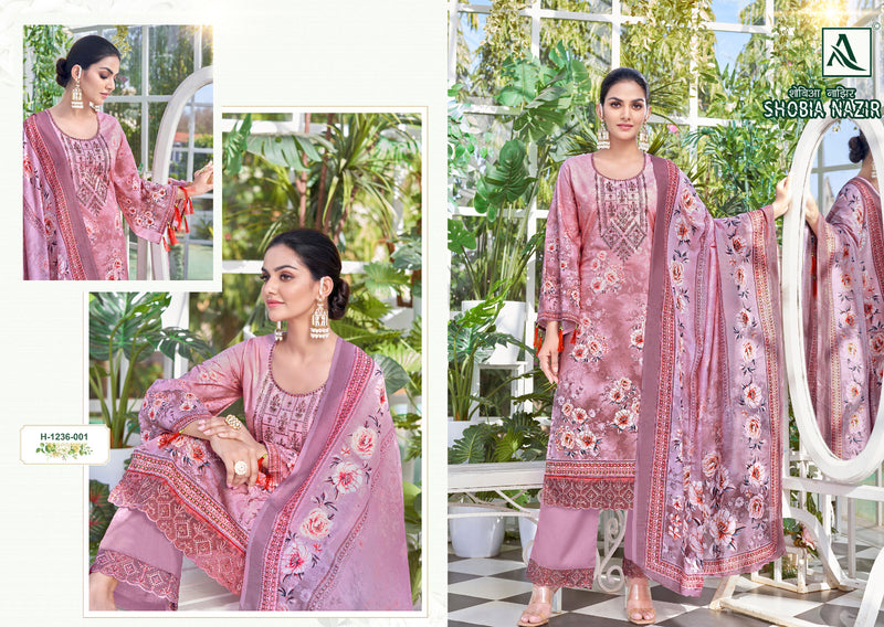 Alok Suits Shobia Nazir Cambric Digital Print Embroidery Swarovski Diamond Work Printed Designer Partywear Salwar Suit