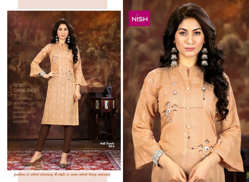Nish Soft Touch Rayon Fancy Stylish Party Wear Kurtis With Bottom