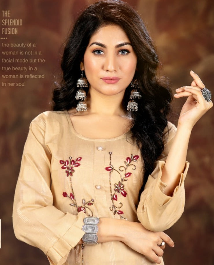 Nish Soft Touch Rayon Fancy Stylish Party Wear Kurtis With Bottom
