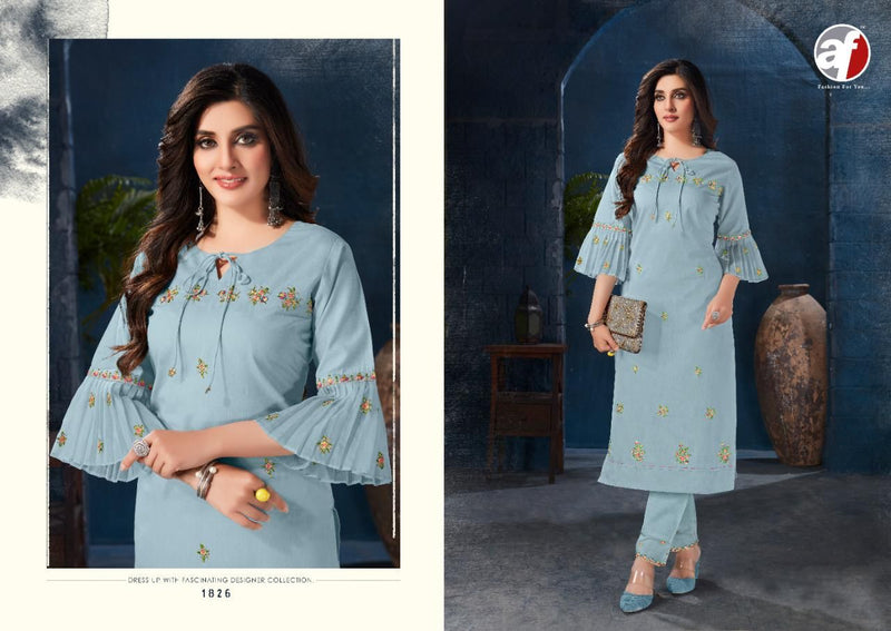 Anju Fabrics Softy Cotton Fancy Designer Party Wear Kurtis With Bottom