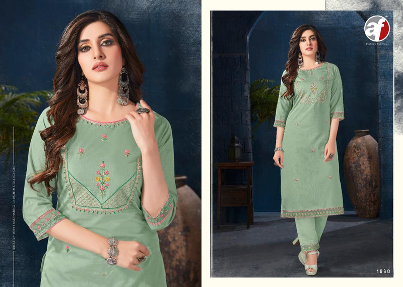 Anju Fabrics Softy Cotton Fancy Designer Party Wear Kurtis With Bottom