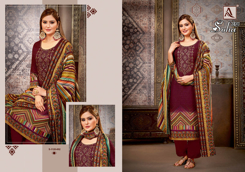 Alok Suit Soha Pashmina With Heavy Embroidery Work Stylish Designer Beautiful Salwar Kameez