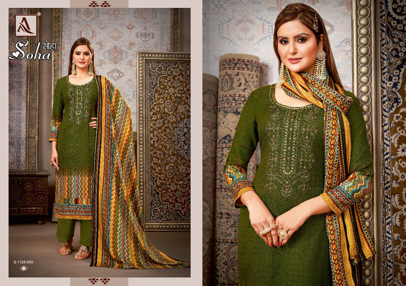 Alok Suit Soha Pashmina With Heavy Embroidery Work Stylish Designer Beautiful Salwar Kameez