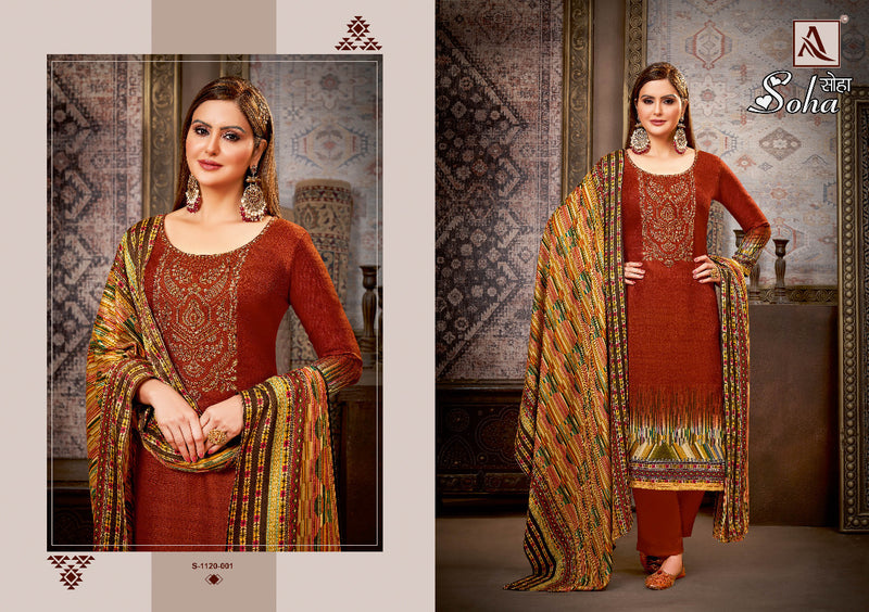 Alok Suit Soha Pashmina With Heavy Embroidery Work Stylish Designer Beautiful Salwar Kameez